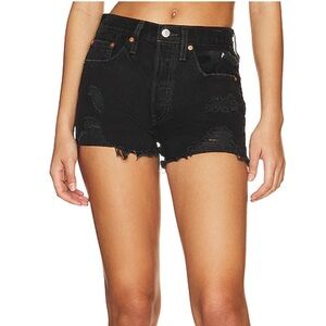 LEVIS 501 SHORTS BLACK DISTRESSED